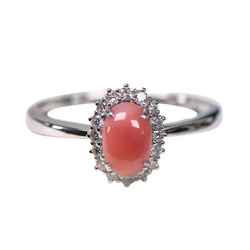 Halo Set Queen Conch Pearl & Diamond Ring - 18K White Gold - Image 8