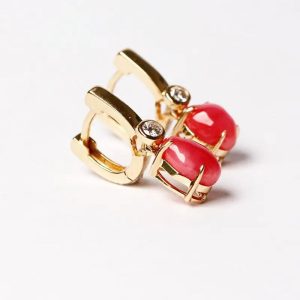 Queen Conch Pearl with White Diamond Gold Bespoke Earring
